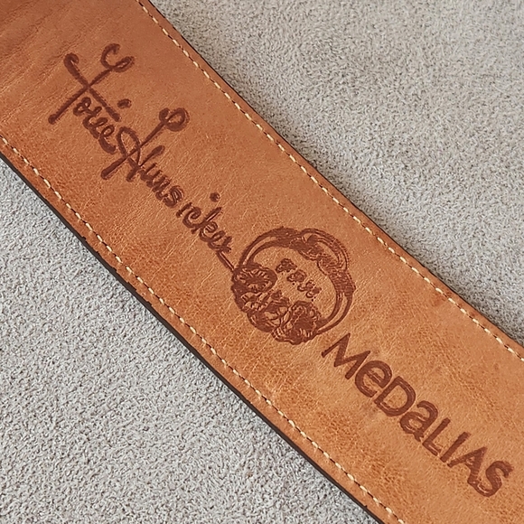 Vintage 90s Foree Hunsicker belt strap S brown leather croc embossed Medalias - Picture 11 of 11